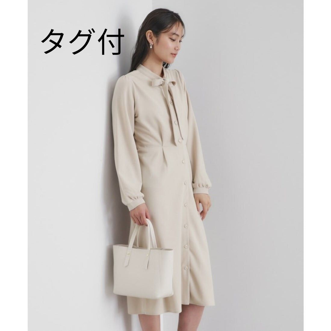 未使用タグ付】 index カットジョーゼットボウタイワンピース 未使用タグ付】 index カットジョーゼットボウタイワンピース