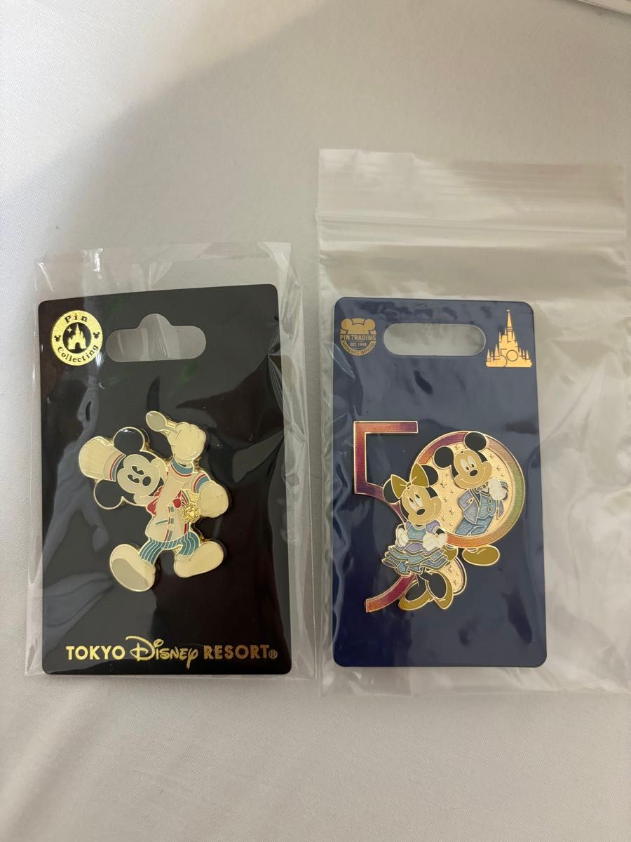 未開封 シェフミッキー wdw50周年 ミッキー ミニー ピンバッジ 未開封 シェフミッキー wdw50周年 ミッキー ミニー ピンバッジ