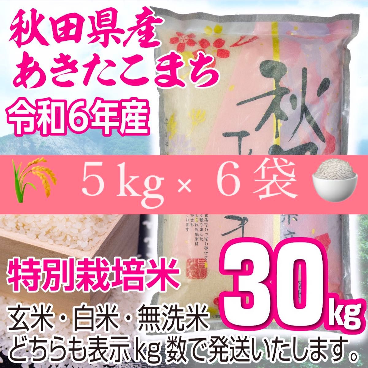 農家直送 秋田県産 令和6年 あきたこまち 30kg 特別栽培米 農家直送 秋田県産 令和6年 あきたこまち 30kg 特別栽培米
