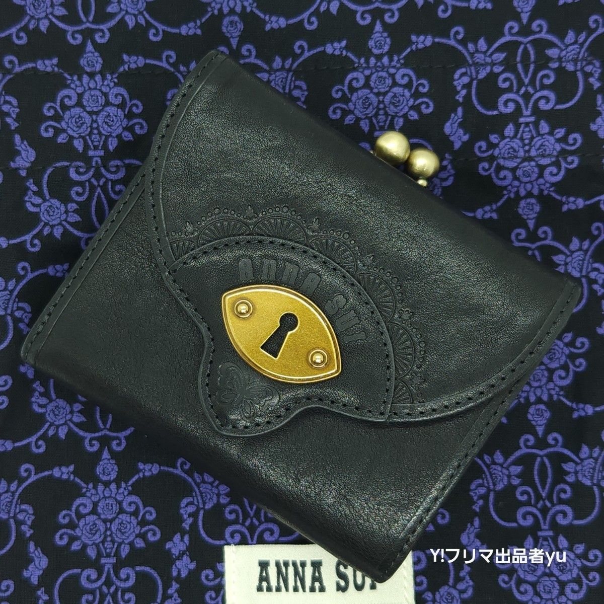 新品 ANNA SUI キーホール ガマ口 がま口 折り財布 ブラック 新品 ANNA SUI キーホール ガマ口 がま口 折り財布 ブラック