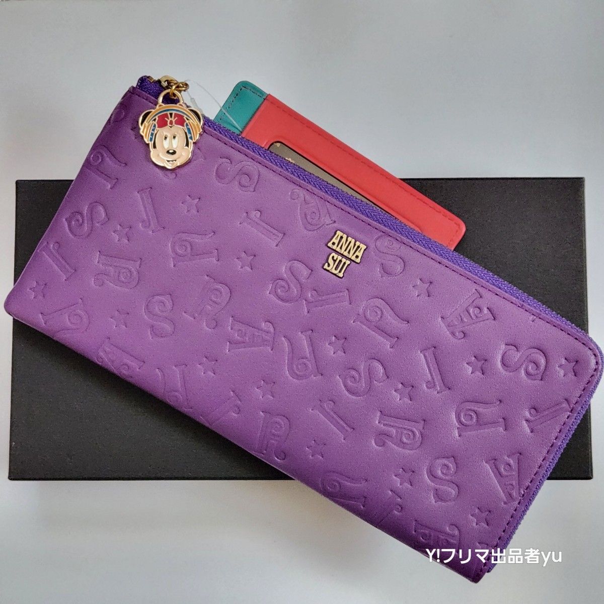 新品 ANNA SUI ディズニー DISCO L字ファスナー 長財布 パープル 新品 ANNA SUI ディズニー DISCO L字ファスナー 長財布 パープル