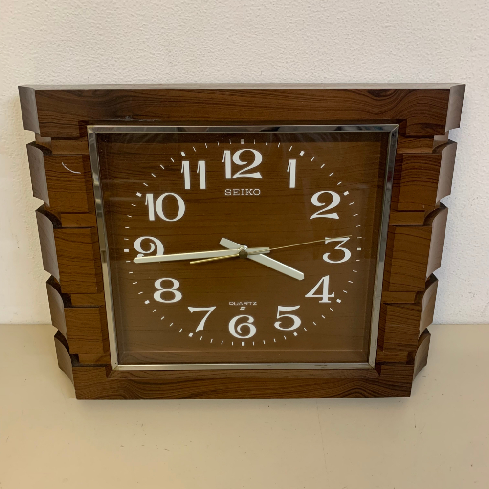 動作品 昭和レトロ セイコー QA527 木目 掛け時計 SEIKO Wall 動作品 昭和レトロ セイコー QA527 木目 掛け時計 SEIKO Wall