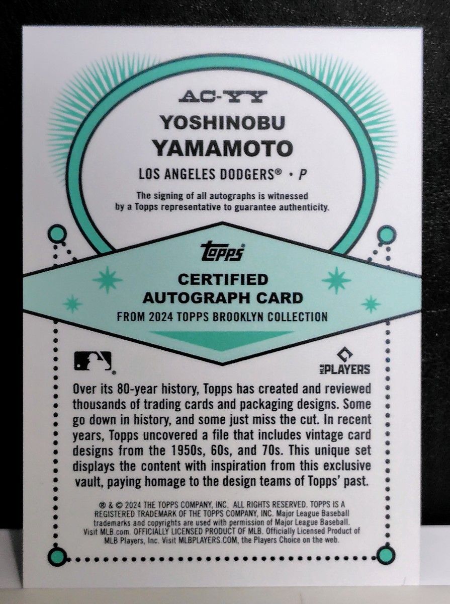 Topps 山本由伸 直筆サインカード オンオート 30枚限定|Yahoo Topps 山本由伸 直筆サインカード オンオート 30枚限定|Yahoo