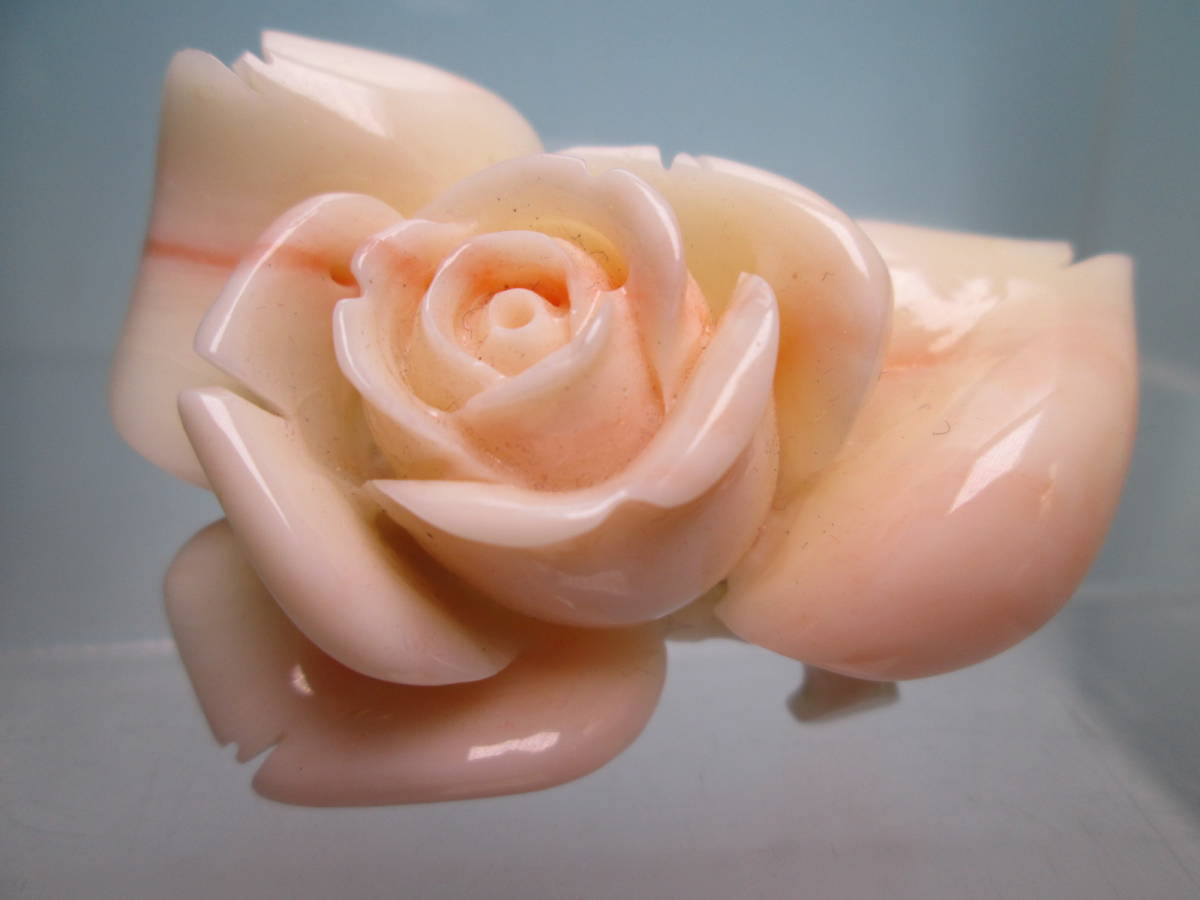 ☆本珊瑚 大振りなピンク珊瑚 薔薇彫刻の帯留め 27,45g | charcas.gob.mx