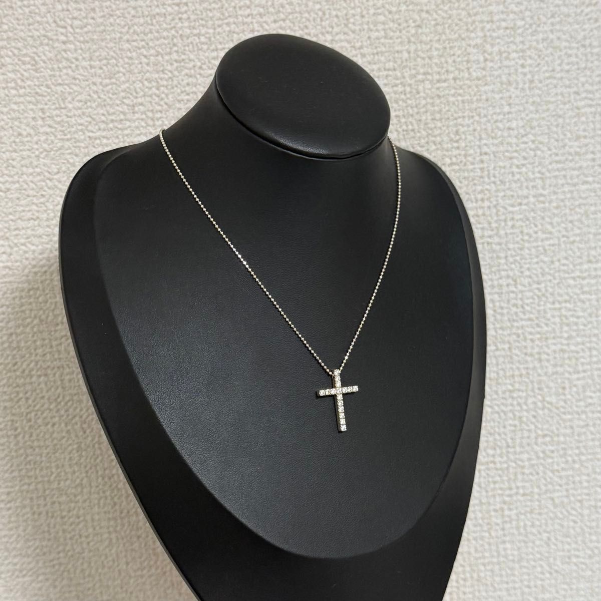 4℃上品シルバー十字架ダイヤモンド風ネックレス 925刻印 お 4℃上品シルバー十字架ダイヤモンド風ネックレス 925刻印 お