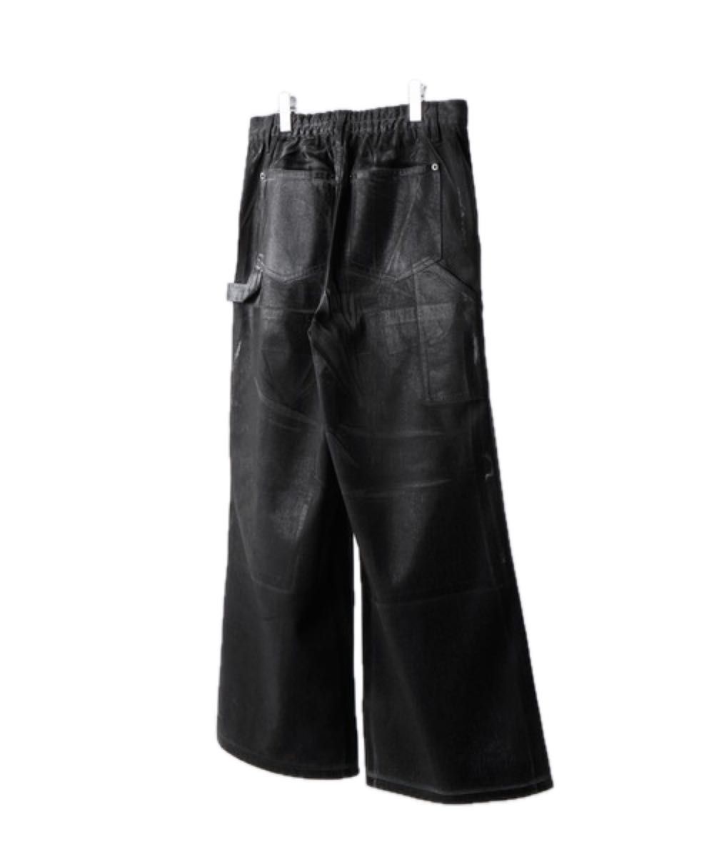 CLEL】特殊加工ダブルニーデニムパンツダークブラック Lサイズ CLEL】特殊加工ダブルニーデニムパンツダークブラック Lサイズ