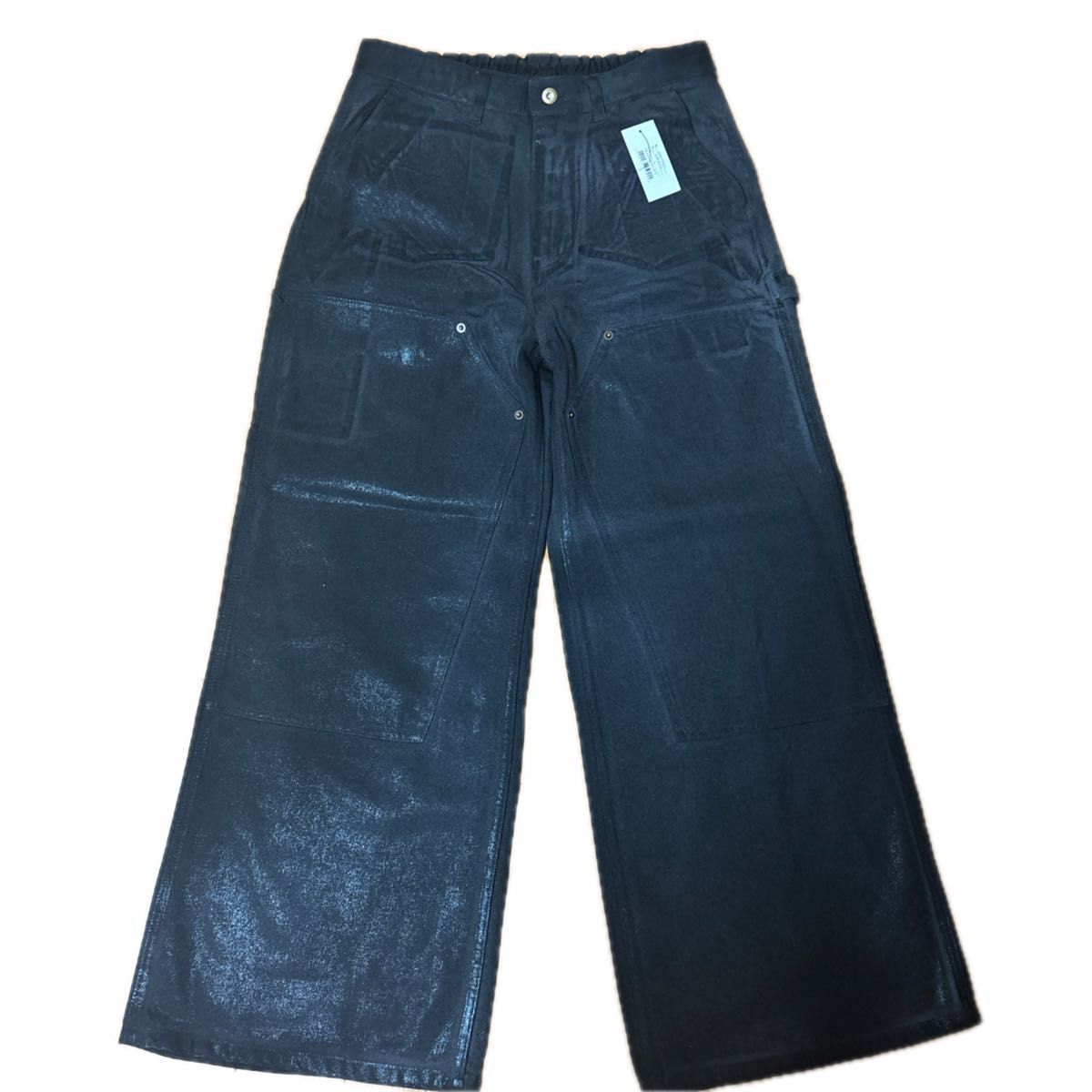 CLEL】特殊加工ダブルニーデニムパンツダークブラック Lサイズ CLEL】特殊加工ダブルニーデニムパンツダークブラック Lサイズ