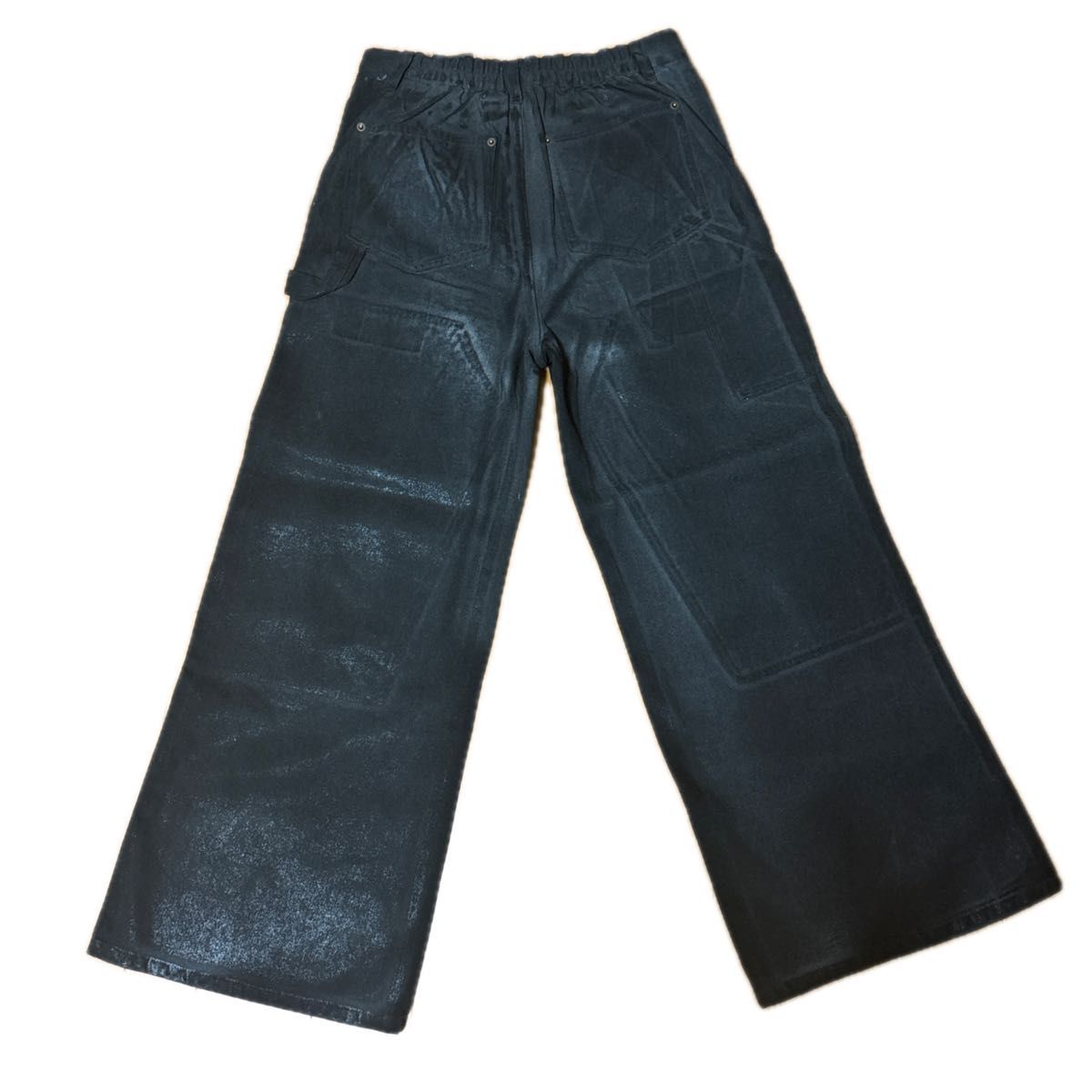 CLEL】特殊加工ダブルニーデニムパンツダークブラック Lサイズ CLEL】特殊加工ダブルニーデニムパンツダークブラック Lサイズ