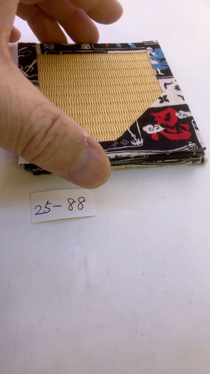 忍:黄色メセキ畳に忍者柄生地コースター4枚組 25-88