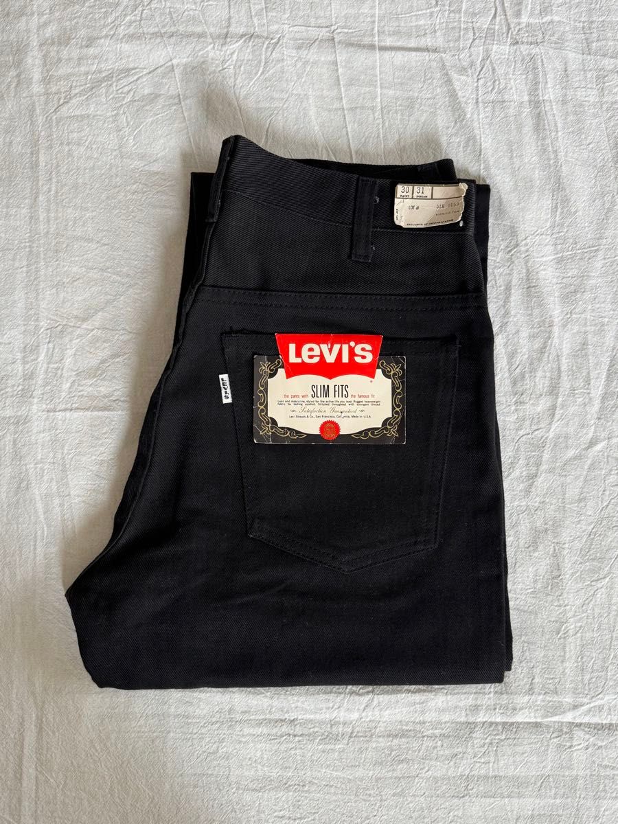 1960s DEAD STOCK Levi's 518 BIG-E カツラギパンツ ブラック 白 1960s DEAD STOCK Levi's 518 BIG-E カツラギパンツ ブラック 白