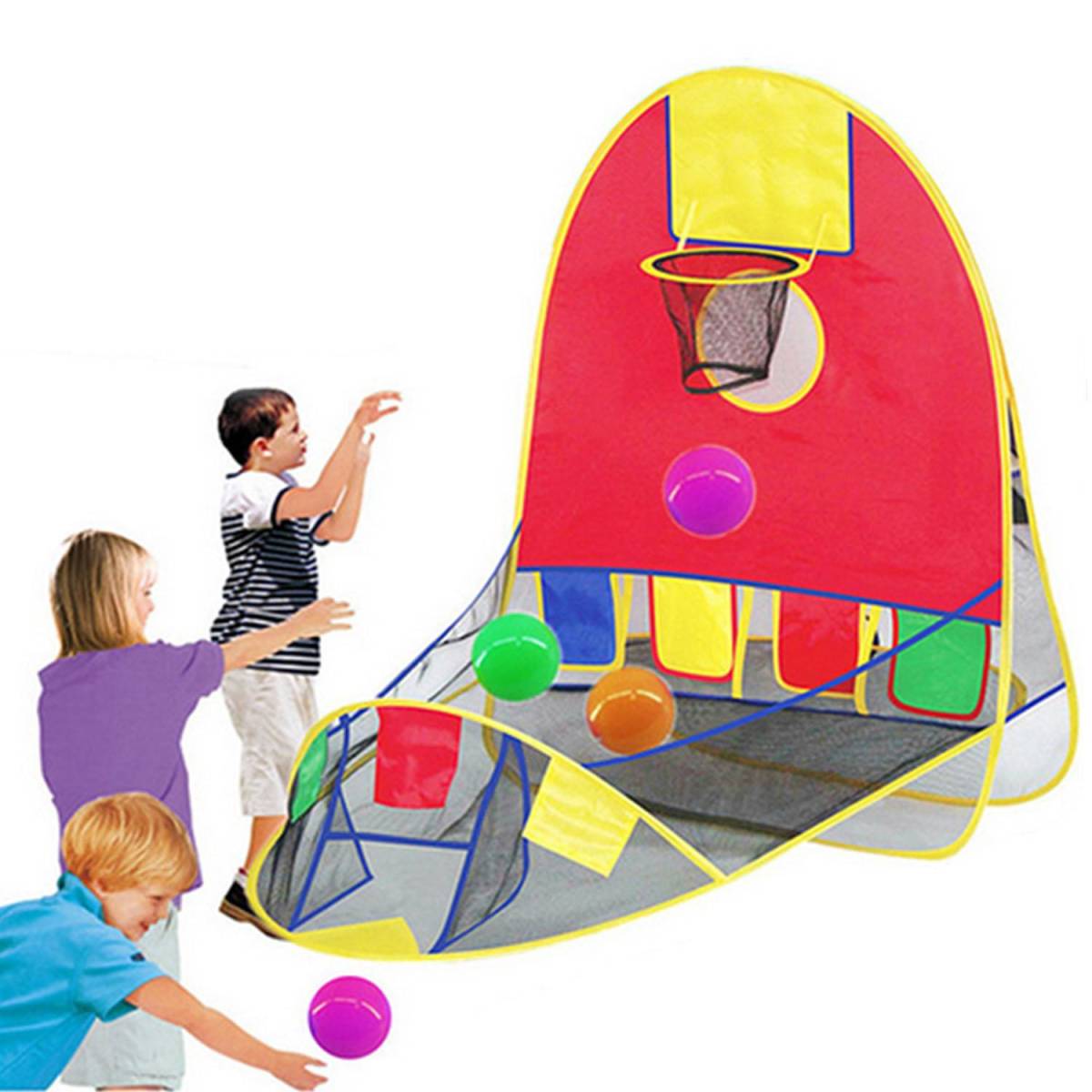 折りたたみポップアップスポーツバスケットボール 4 で撮影テントままごと海洋ボール子供のための屋内屋外の大型スペース演奏おもちゃ_画像1