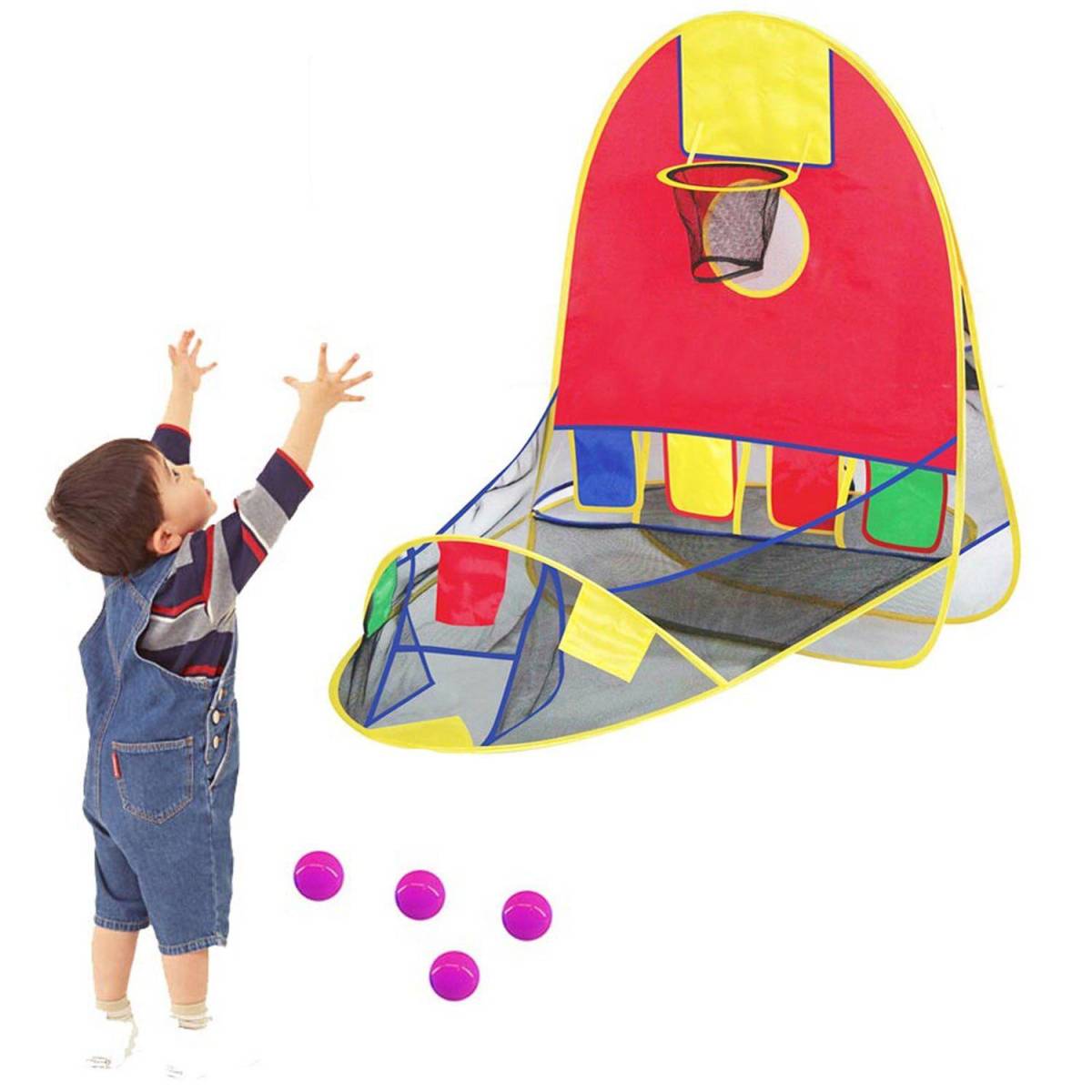 折りたたみポップアップスポーツバスケットボール 4 で撮影テントままごと海洋ボール子供のための屋内屋外の大型スペース演奏おもちゃ_画像2