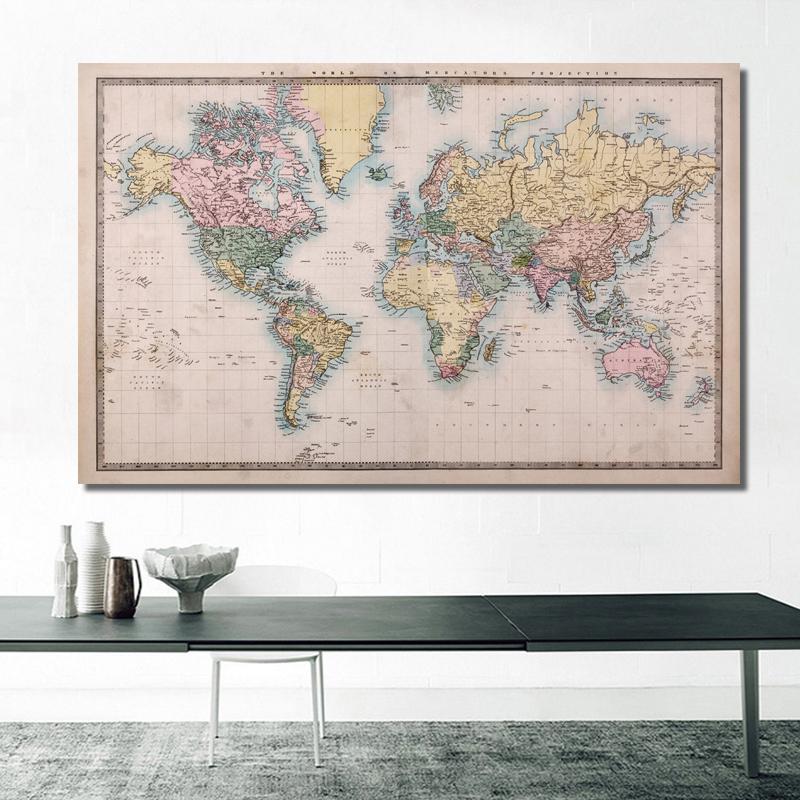 RELIABLI アートの地図世界キャンバス絵画壁アートの写真ポスターとプリントホームデコレーション非フレーム_画像3