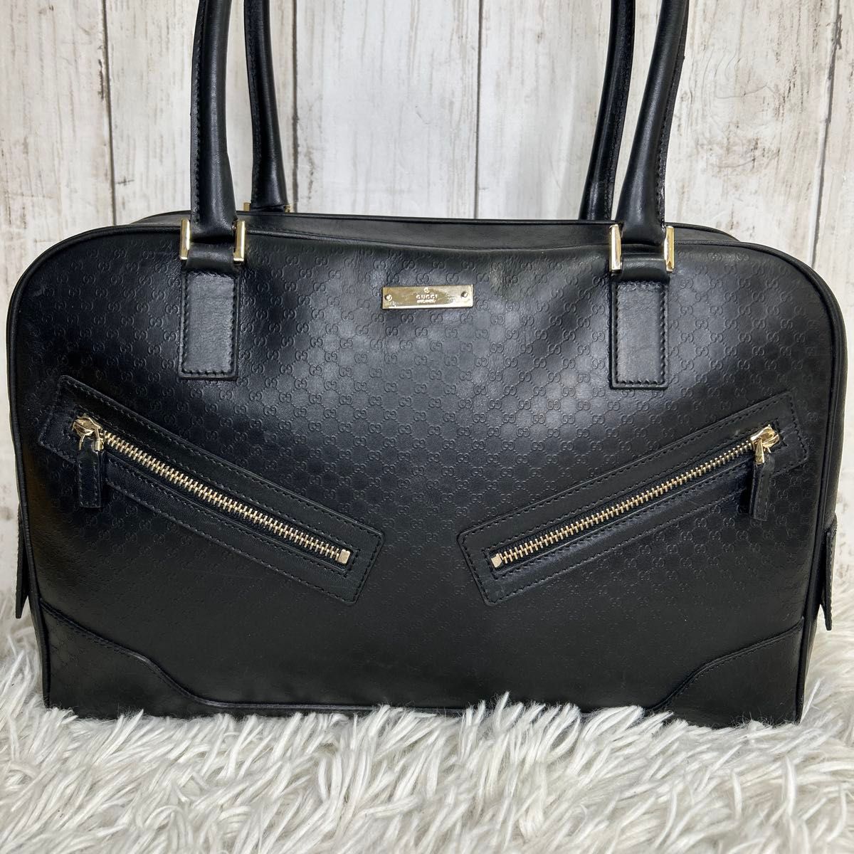 GUCCI ミニボストンバッグ ハンドバッグ ロゴ マイクロシマ GUCCI ミニボストンバッグ ハンドバッグ ロゴ マイクロシマ