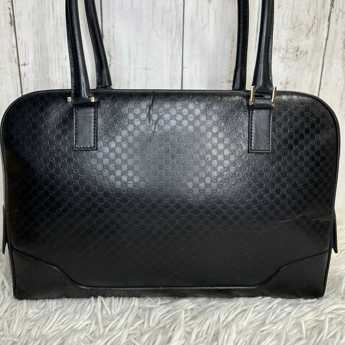 GUCCI ミニボストンバッグ ハンドバッグ ロゴ マイクロシマ GUCCI ミニボストンバッグ ハンドバッグ ロゴ マイクロシマ