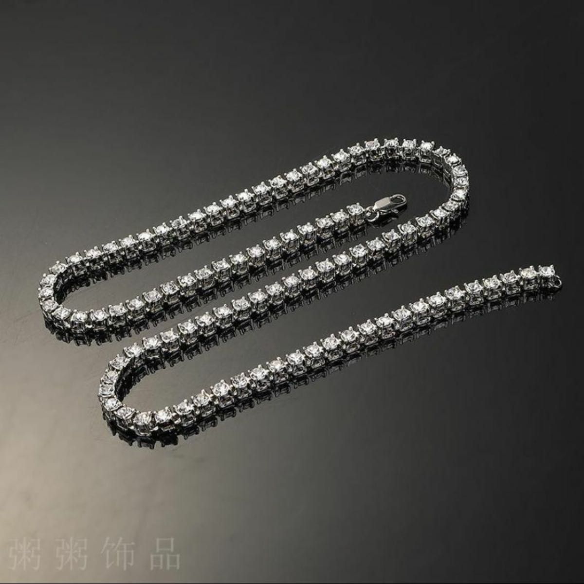 55センチ シルバー CZ ダイヤモンド ネックレス テニスチェーン 55センチ シルバー CZ ダイヤモンド ネックレス テニスチェーン