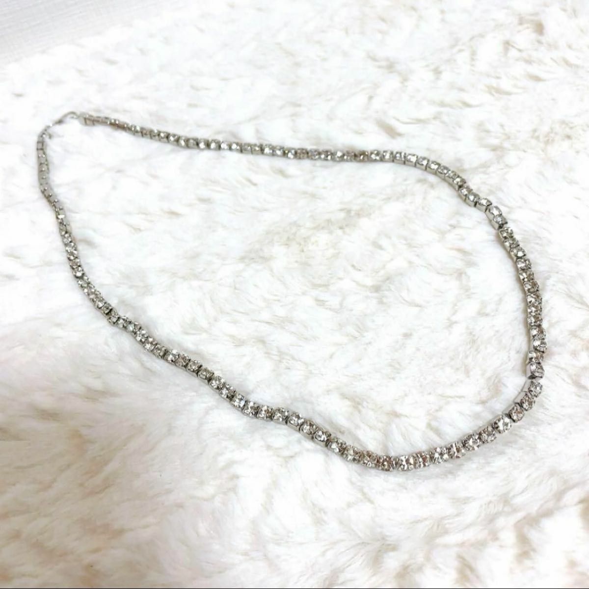 55センチ シルバー CZ ダイヤモンド ネックレス テニスチェーン 55センチ シルバー CZ ダイヤモンド ネックレス テニスチェーン