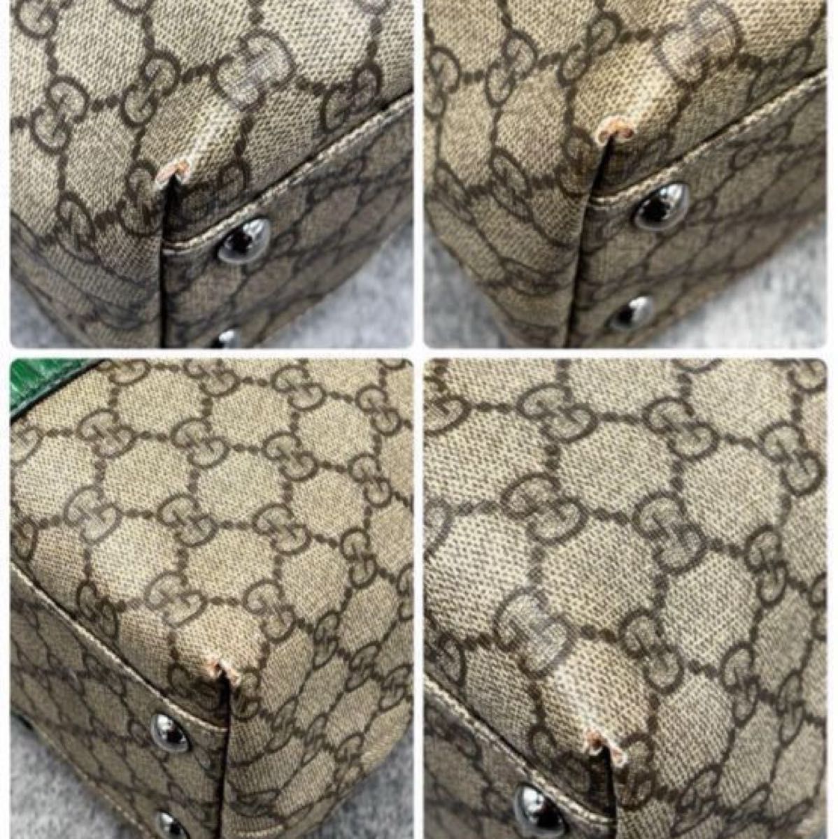 959 A4可 GUCCIグリーン緑GGトートバッグ ベージュ レザー PVC 959 A4可 GUCCIグリーン緑GGトートバッグ ベージュ レザー PVC