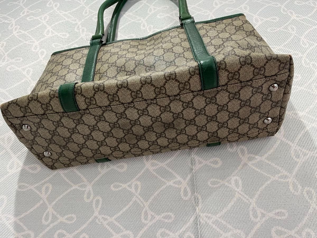 959 A4可 GUCCIグリーン緑GGトートバッグ ベージュ レザー PVC 959 A4可 GUCCIグリーン緑GGトートバッグ ベージュ レザー PVC