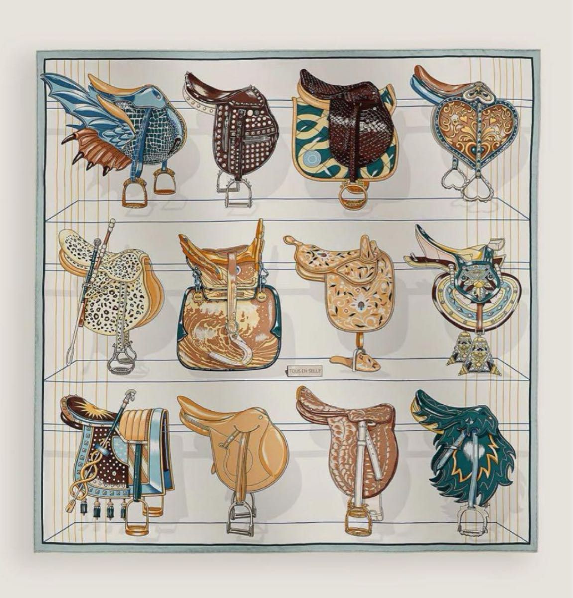 美品 HERMES エルメス スカーフ カレ90 シルク ストール マルチ 美品 HERMES エルメス スカーフ カレ90 シルク ストール マルチ