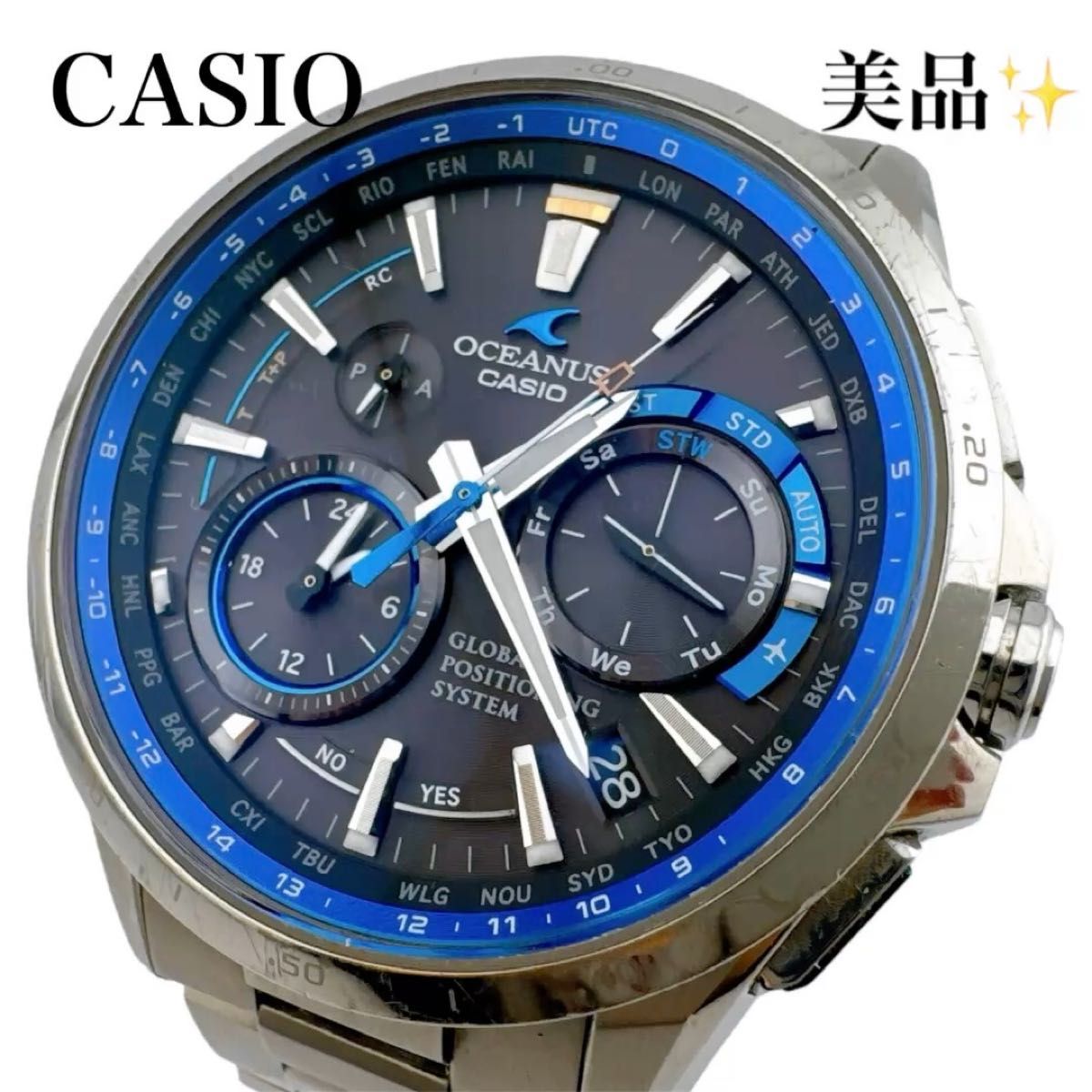 稼働◇カシオ OCW-G1000 電波ソーラー オシアナス 腕時計 日本製 OCEANUS メタルバンド 標準電波 自動受信