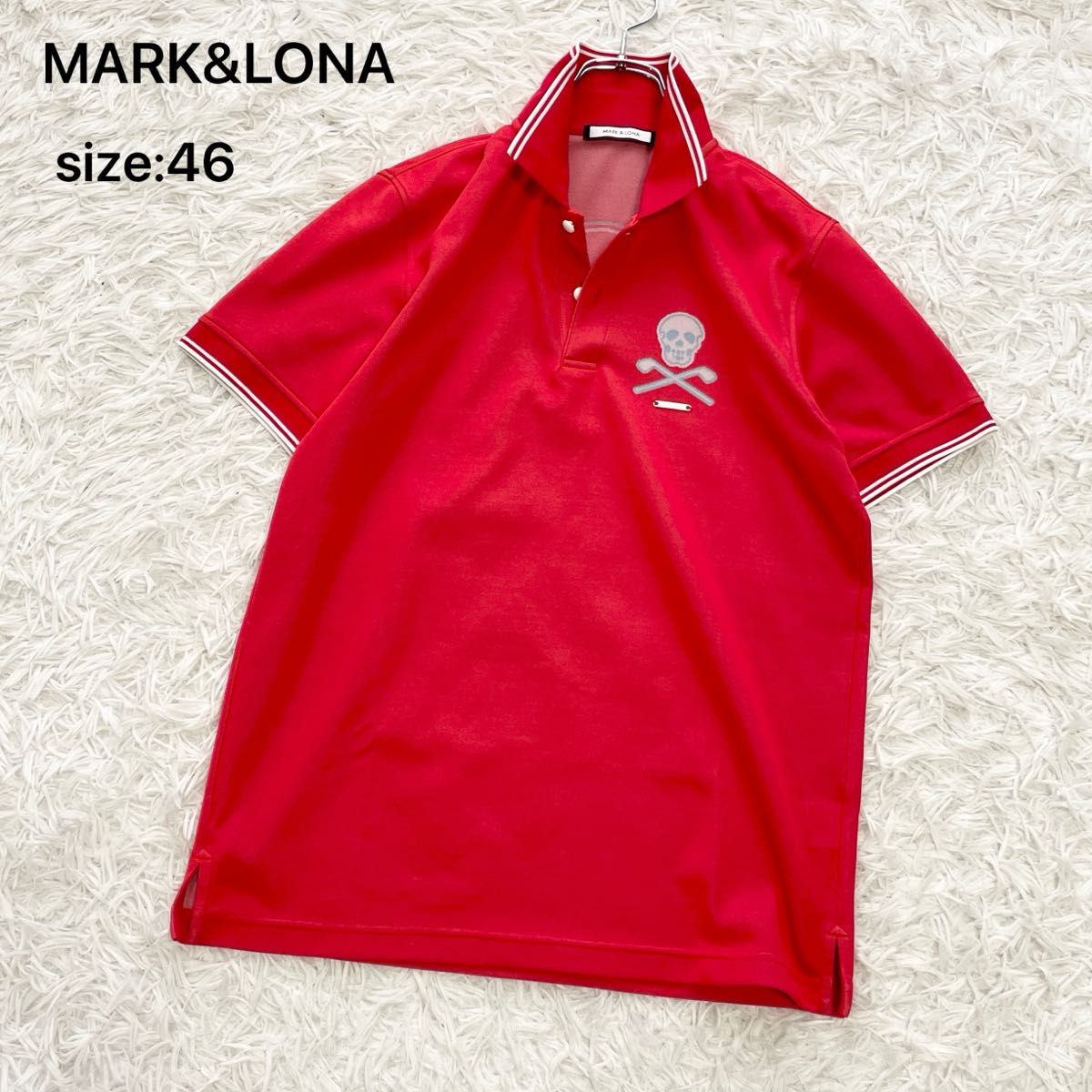 MARK&LONA マークアンドロナ ポロシャツ ゴルフ スカル レッド MARK&LONA マークアンドロナ ポロシャツ ゴルフ スカル レッド