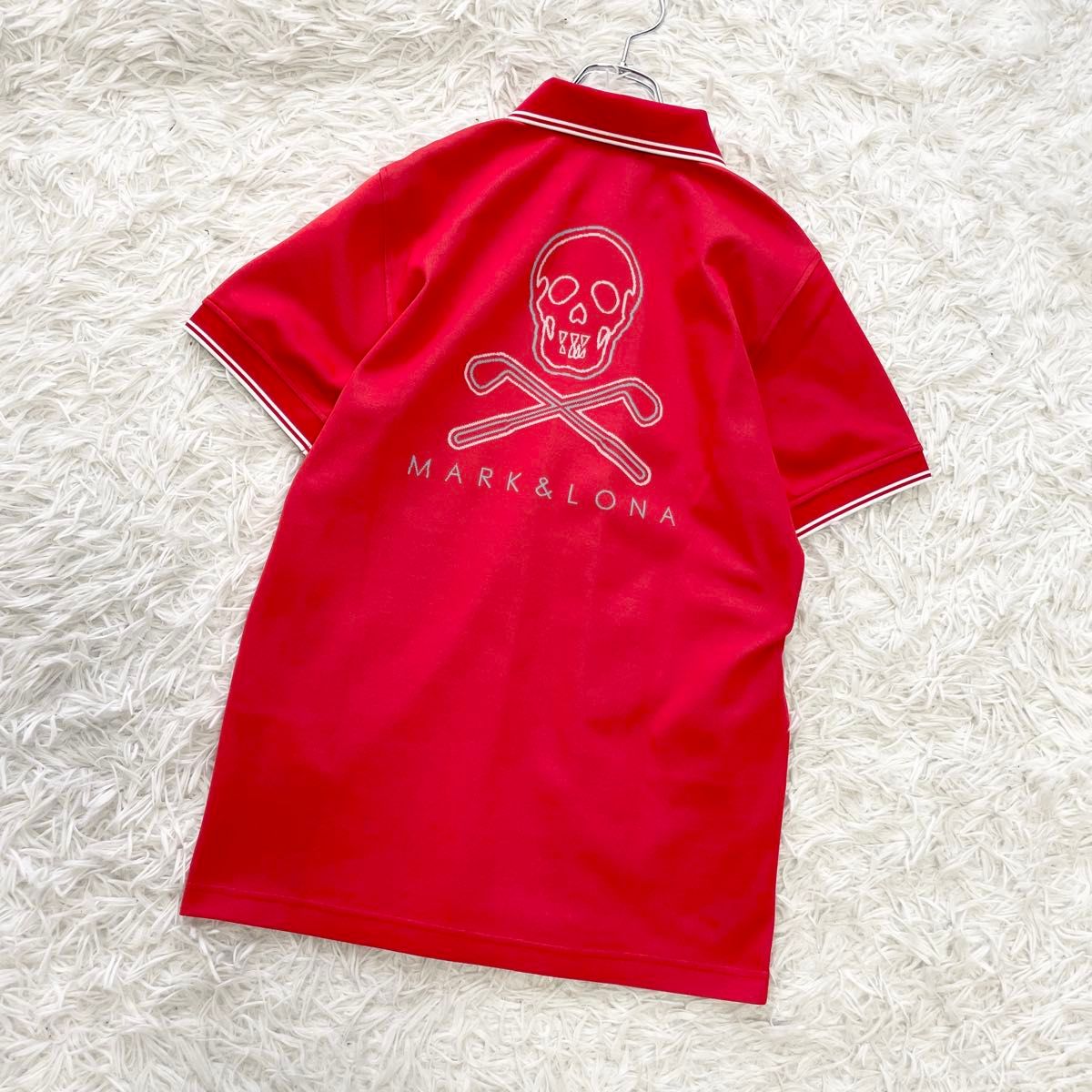 MARK&LONA マークアンドロナ ポロシャツ ゴルフ スカル レッド MARK&LONA マークアンドロナ ポロシャツ ゴルフ スカル レッド