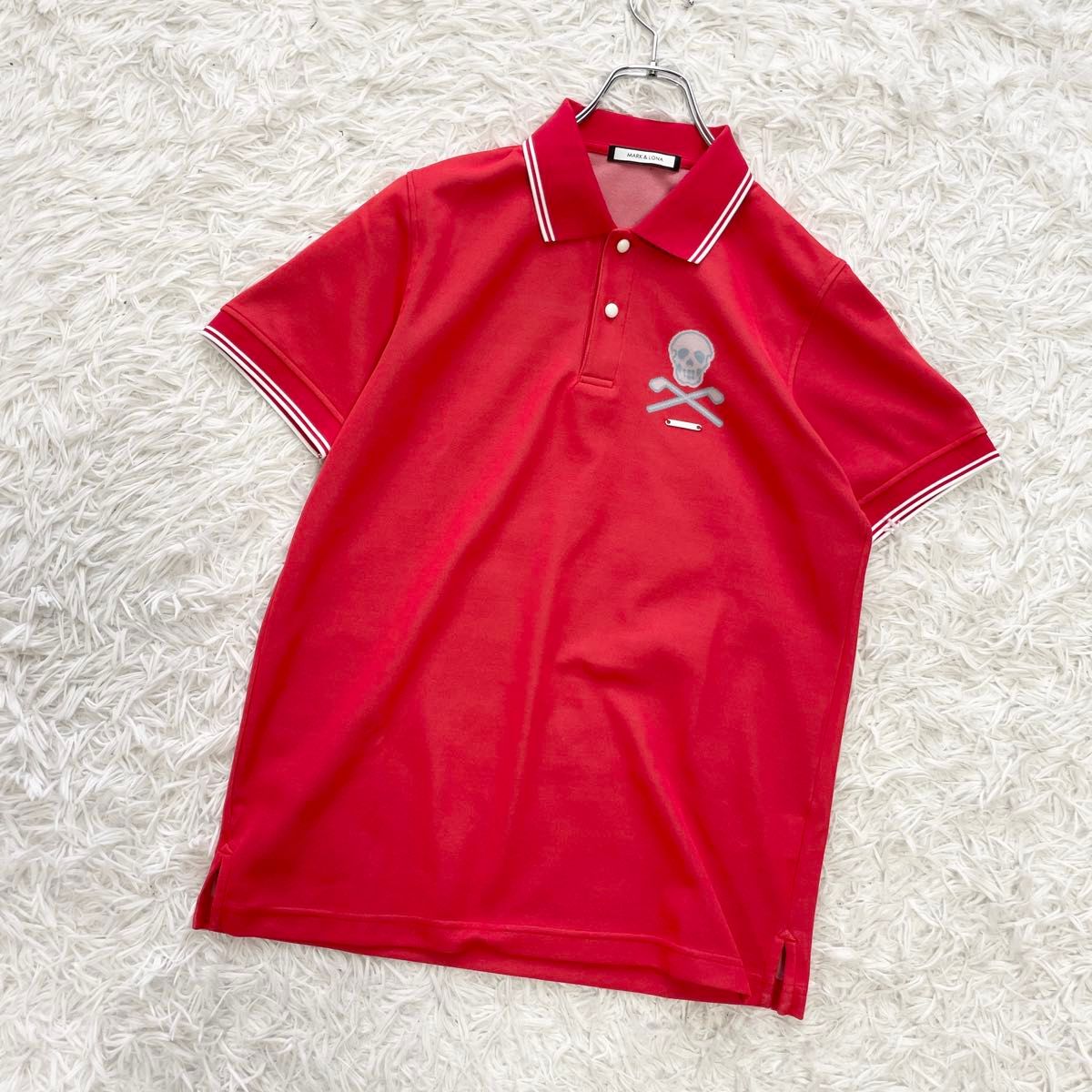 MARK&LONA マークアンドロナ ポロシャツ ゴルフ スカル レッド MARK&LONA マークアンドロナ ポロシャツ ゴルフ スカル レッド