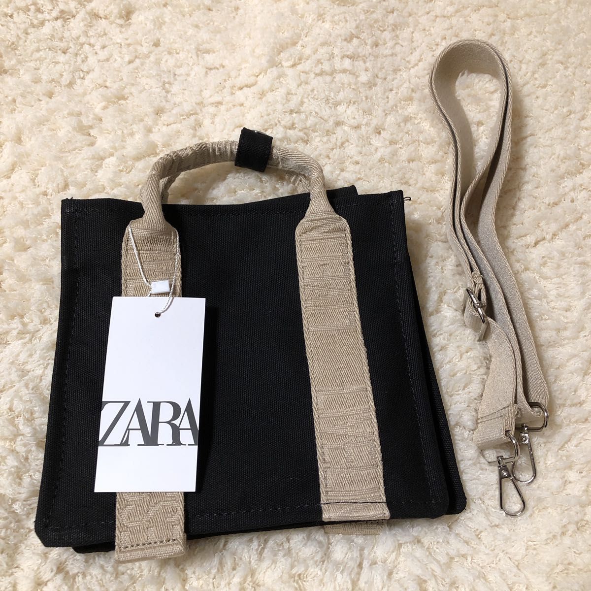 新品未使用品 ZARA ロゴ ストラップ キャンバス ショルダー 新品未使用品 ZARA ロゴ ストラップ キャンバス ショルダー