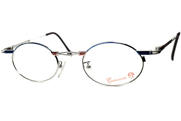 EARLY期 COOL ABSTRACTIONインスパイア1980s-90s Italy製デッド Casanova カサノヴァ コンポジションOVALラウンド丸眼鏡 size44/22 a6212