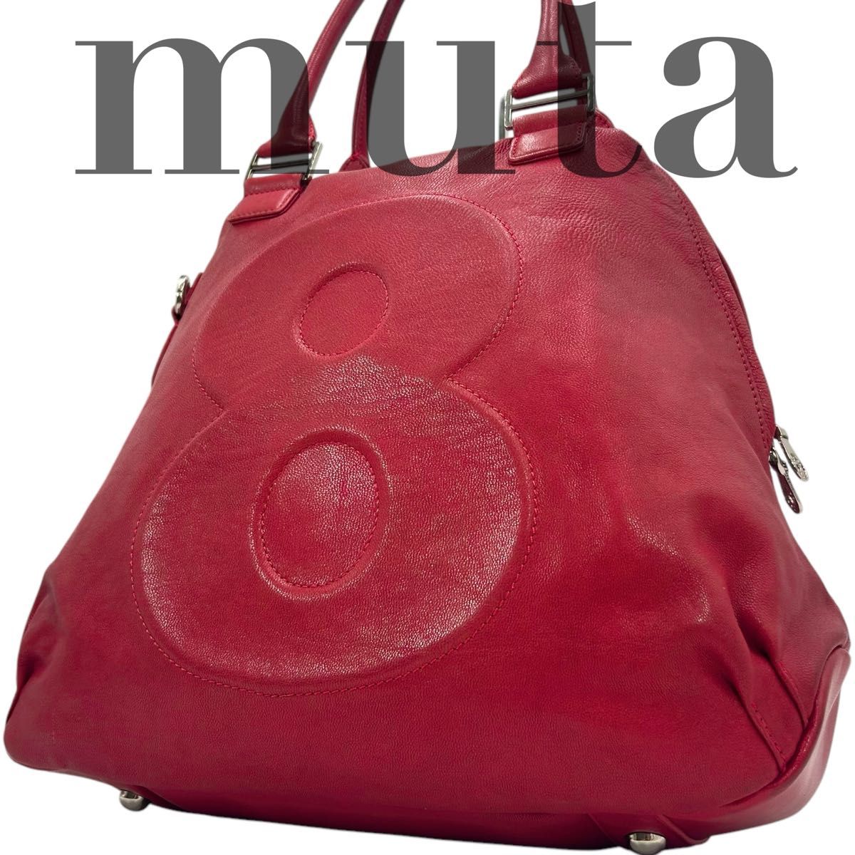 muta ムータ トートバッグ ハンドバッグ 本革 オールレザー 赤 muta ムータ トートバッグ ハンドバッグ 本革 オールレザー 赤