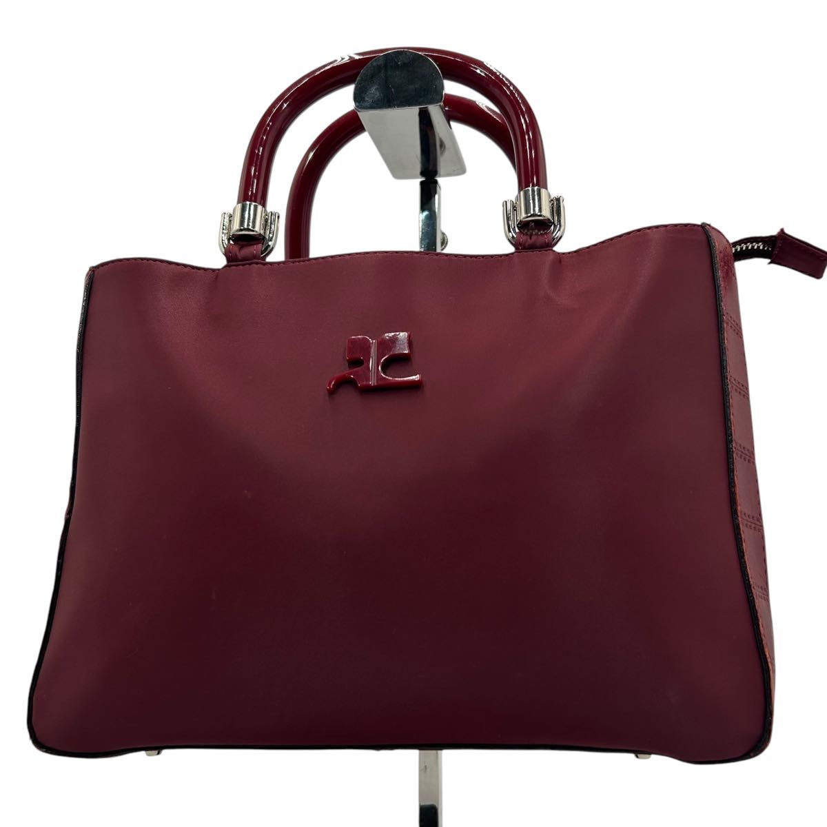 激レア courreges クレージュ ハンドバッグ ボルドー ナイロン 激レア courreges クレージュ ハンドバッグ ボルドー ナイロン