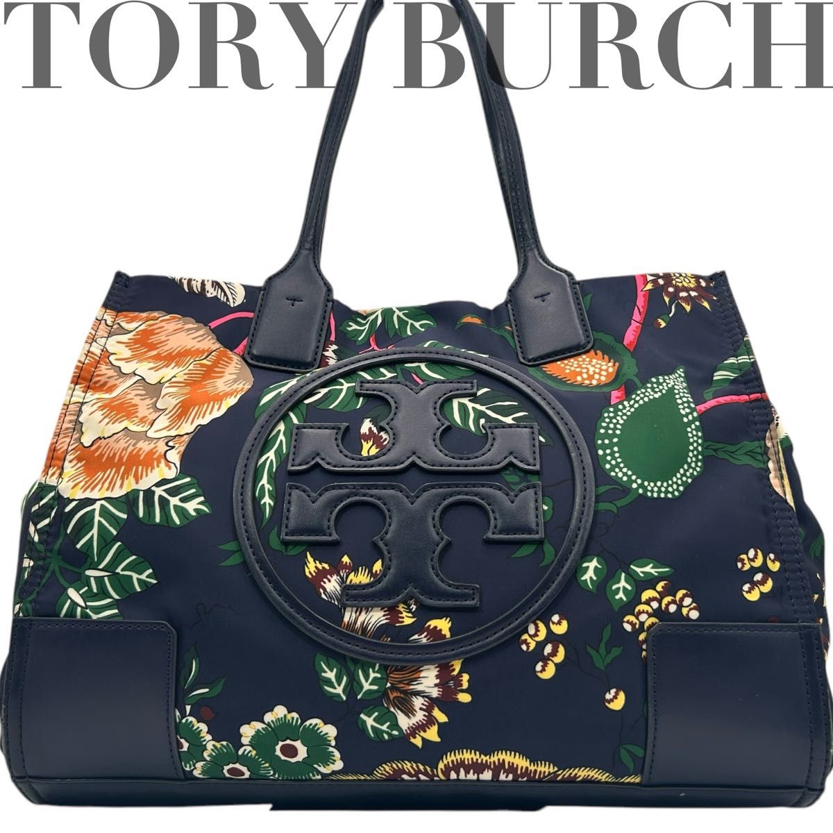 TORY BURCH トリーバーチ エラ トートバッグ ナイロン ネイビー TORY BURCH トリーバーチ エラ トートバッグ ナイロン ネイビー