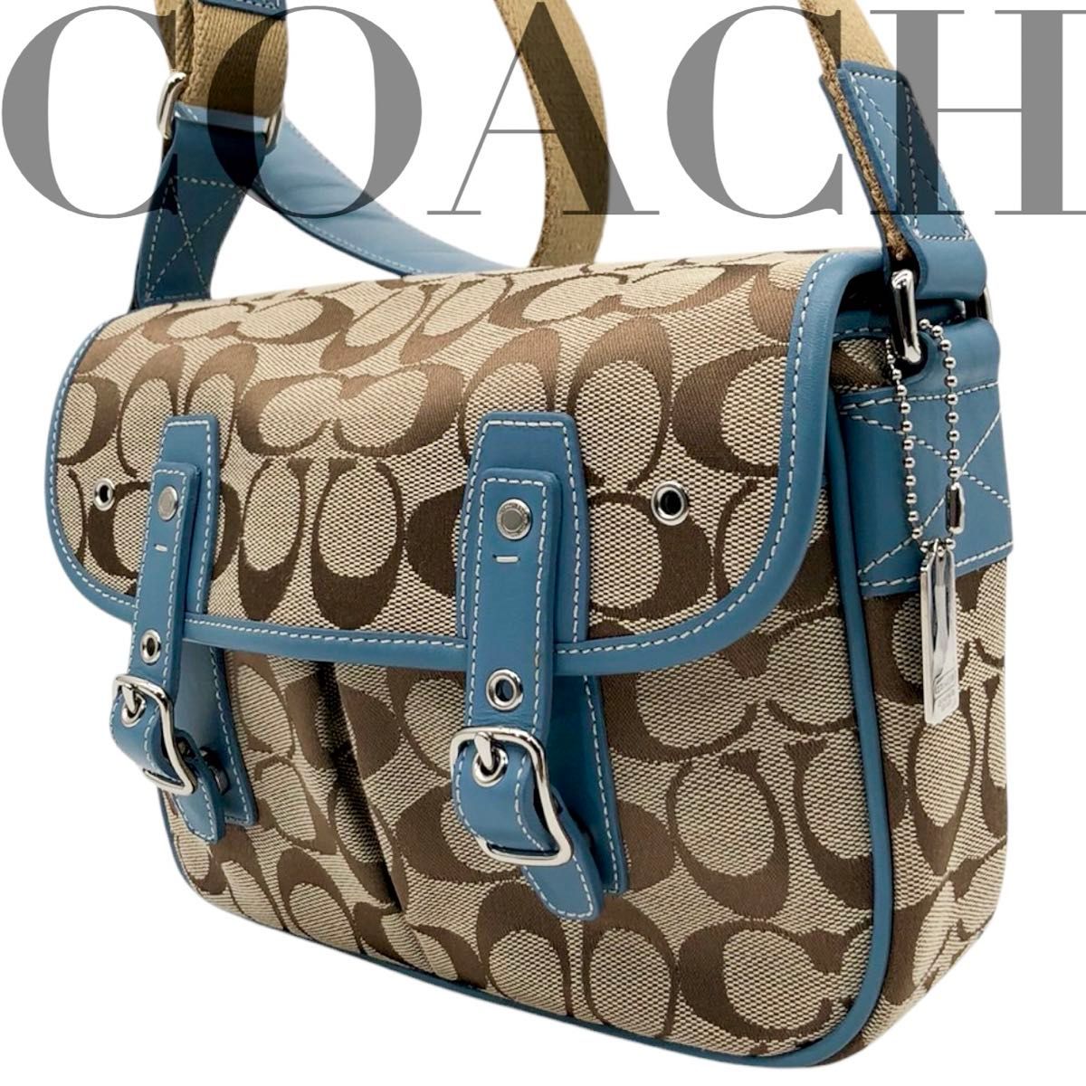 【超特価】 極美品 COACH コーチ ショルダーバッグ シグネチャー キャンバス バッグ