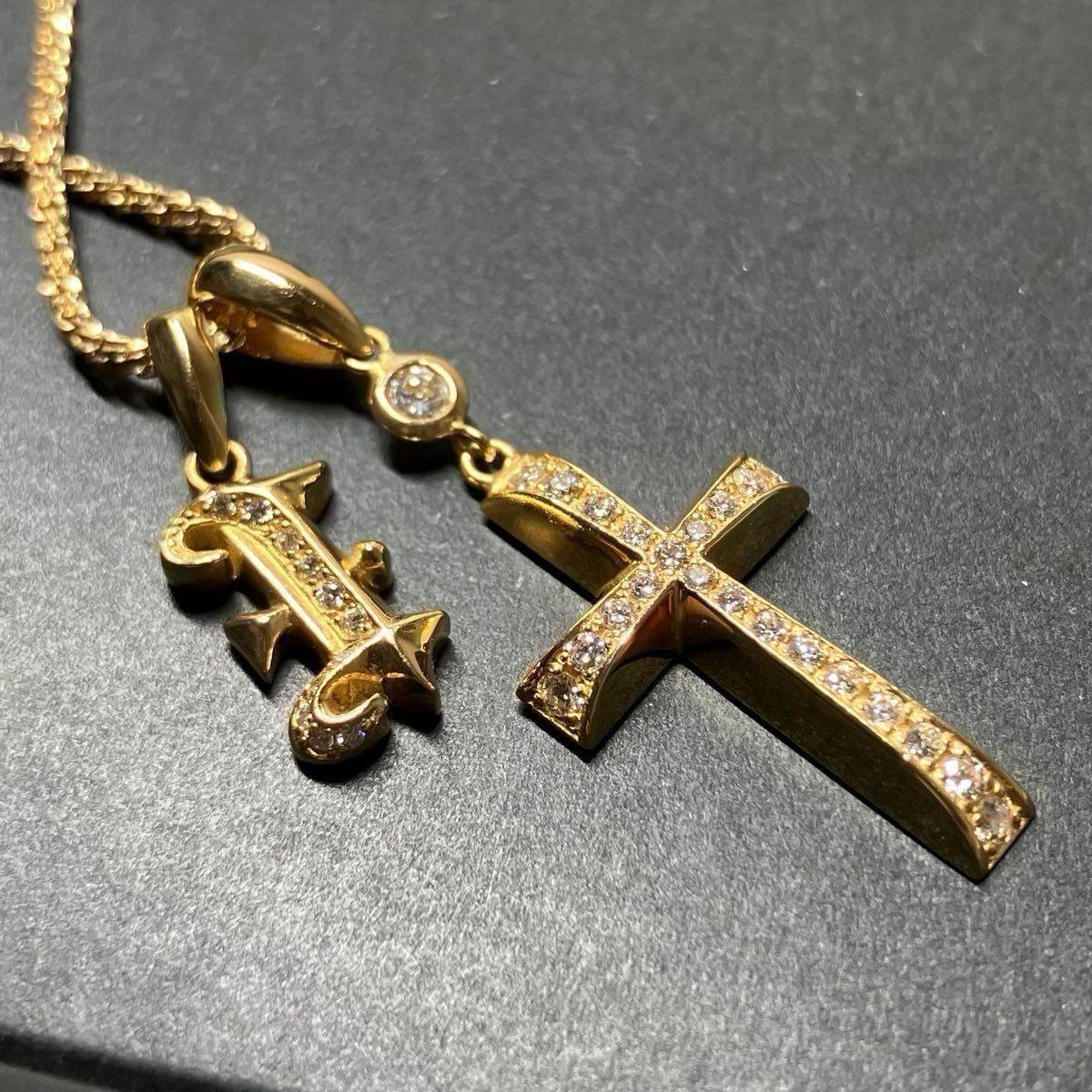 18金 ダイヤモンド クロス ペンダントトップ イエローゴールド 18金 ダイヤモンド クロス ペンダントトップ イエローゴールド