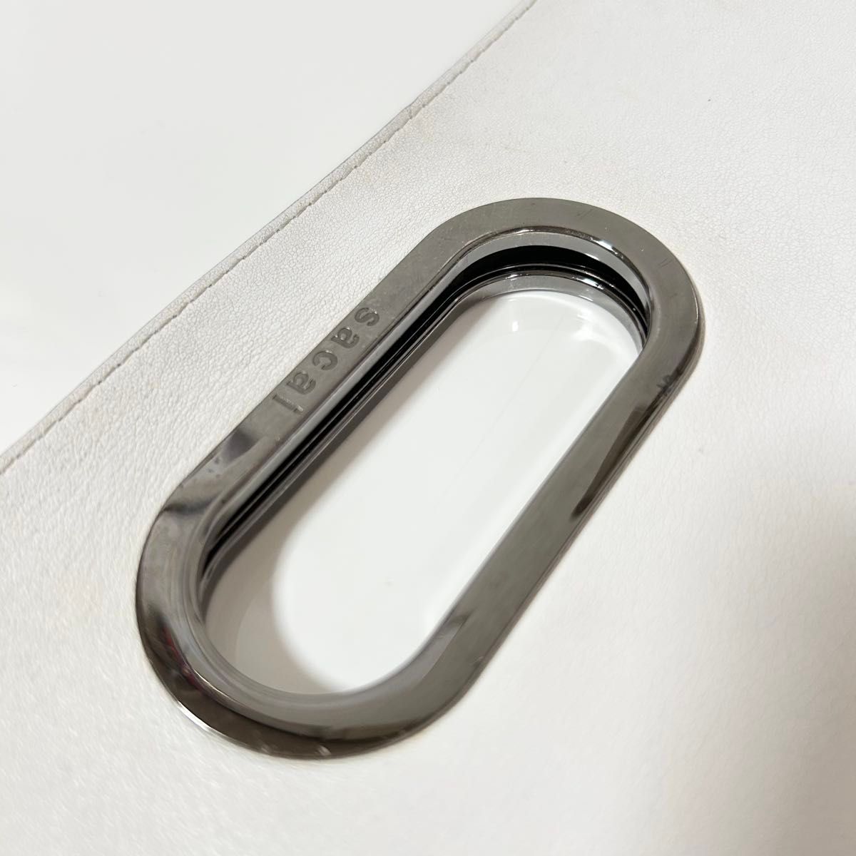 Sacai サカイ 本革レザー New Shopper Bag クラッチバッグ白 Sacai サカイ 本革レザー New Shopper Bag クラッチバッグ白