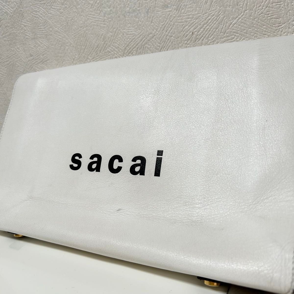 Sacai サカイ 本革レザー New Shopper Bag クラッチバッグ白 Sacai サカイ 本革レザー New Shopper Bag クラッチバッグ白