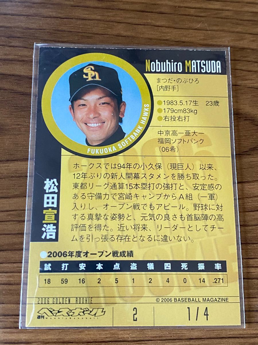 松田宣浩選手 直筆サインカード 福岡ソフトバンクホークス ルーキー