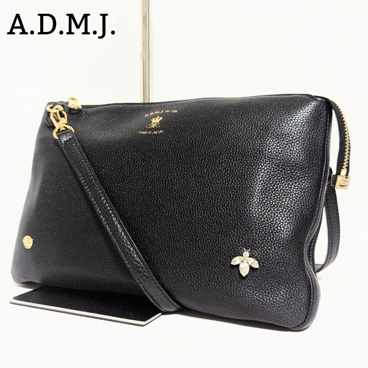 良品 A D M J THE BEE シュリンクレザー 本革 クラッチ 良品 A D M J THE BEE シュリンクレザー 本革 クラッチ