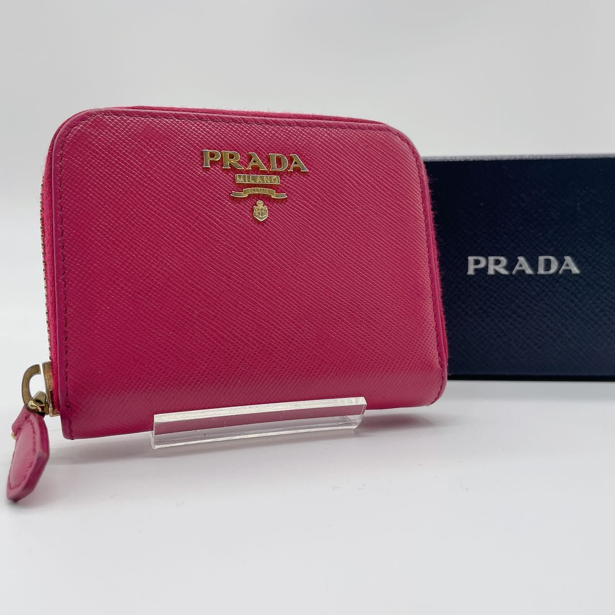 PRADA プラダ サフィアーノレザー コインケース ピンク ゴールド PRADA プラダ サフィアーノレザー コインケース ピンク ゴールド