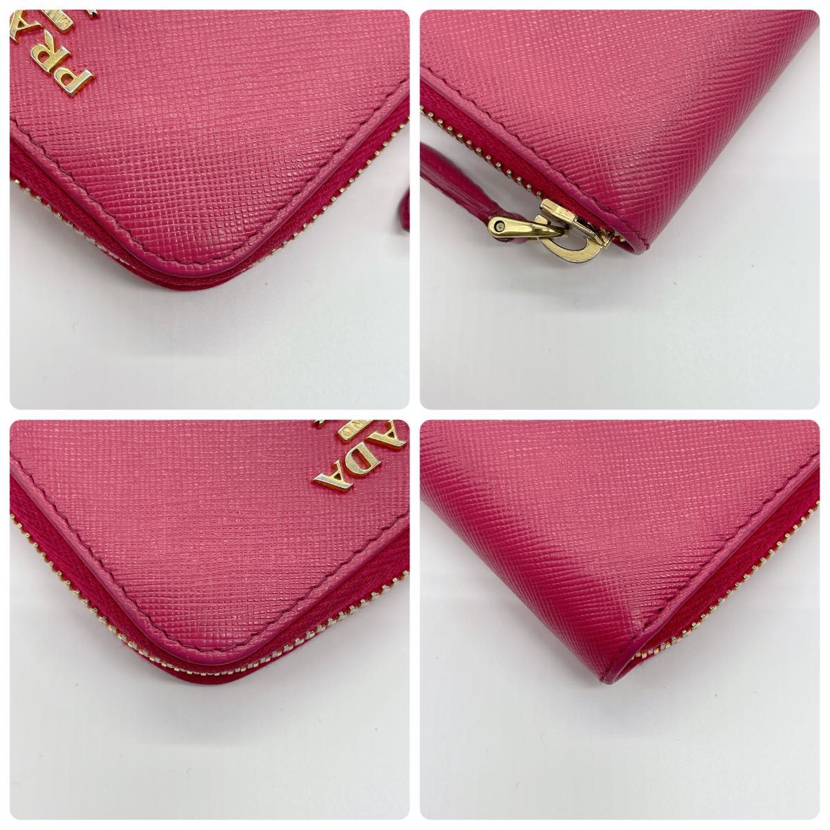 PRADA プラダ サフィアーノレザー コインケース ピンク ゴールド PRADA プラダ サフィアーノレザー コインケース ピンク ゴールド
