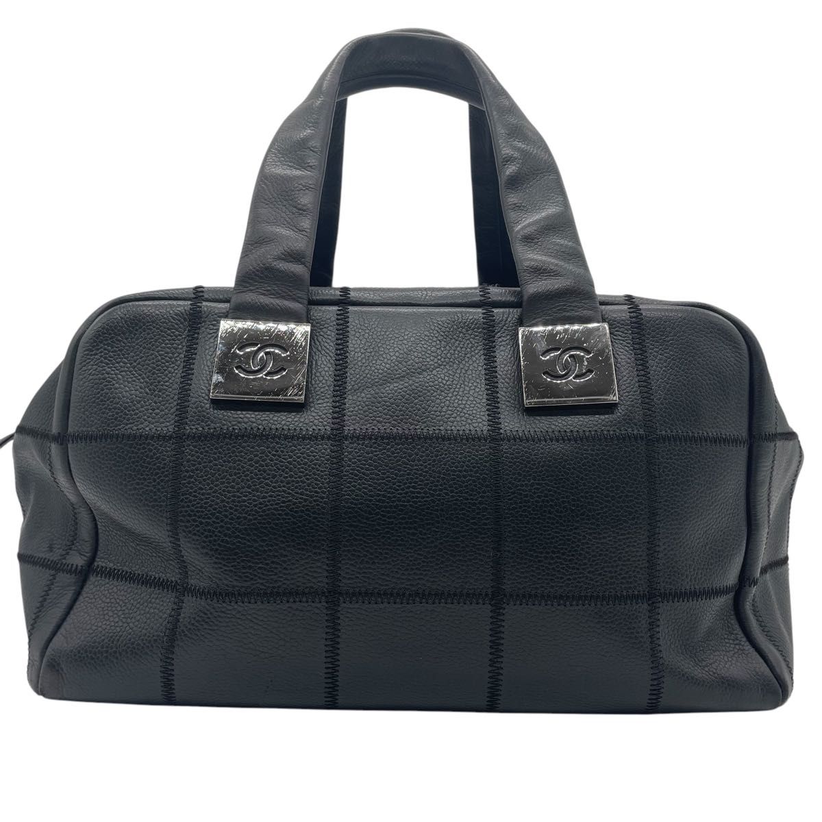 CHANEL シャネル チョコバー キャビアスキン ボストンバッグ CHANEL シャネル チョコバー キャビアスキン ボストンバッグ
