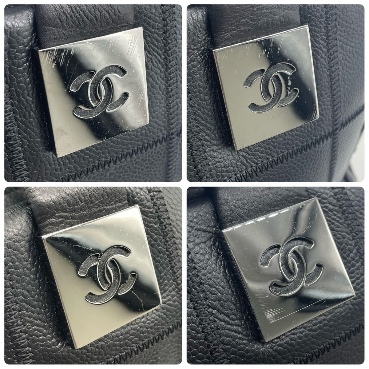 CHANEL シャネル チョコバー キャビアスキン ボストンバッグ CHANEL シャネル チョコバー キャビアスキン ボストンバッグ