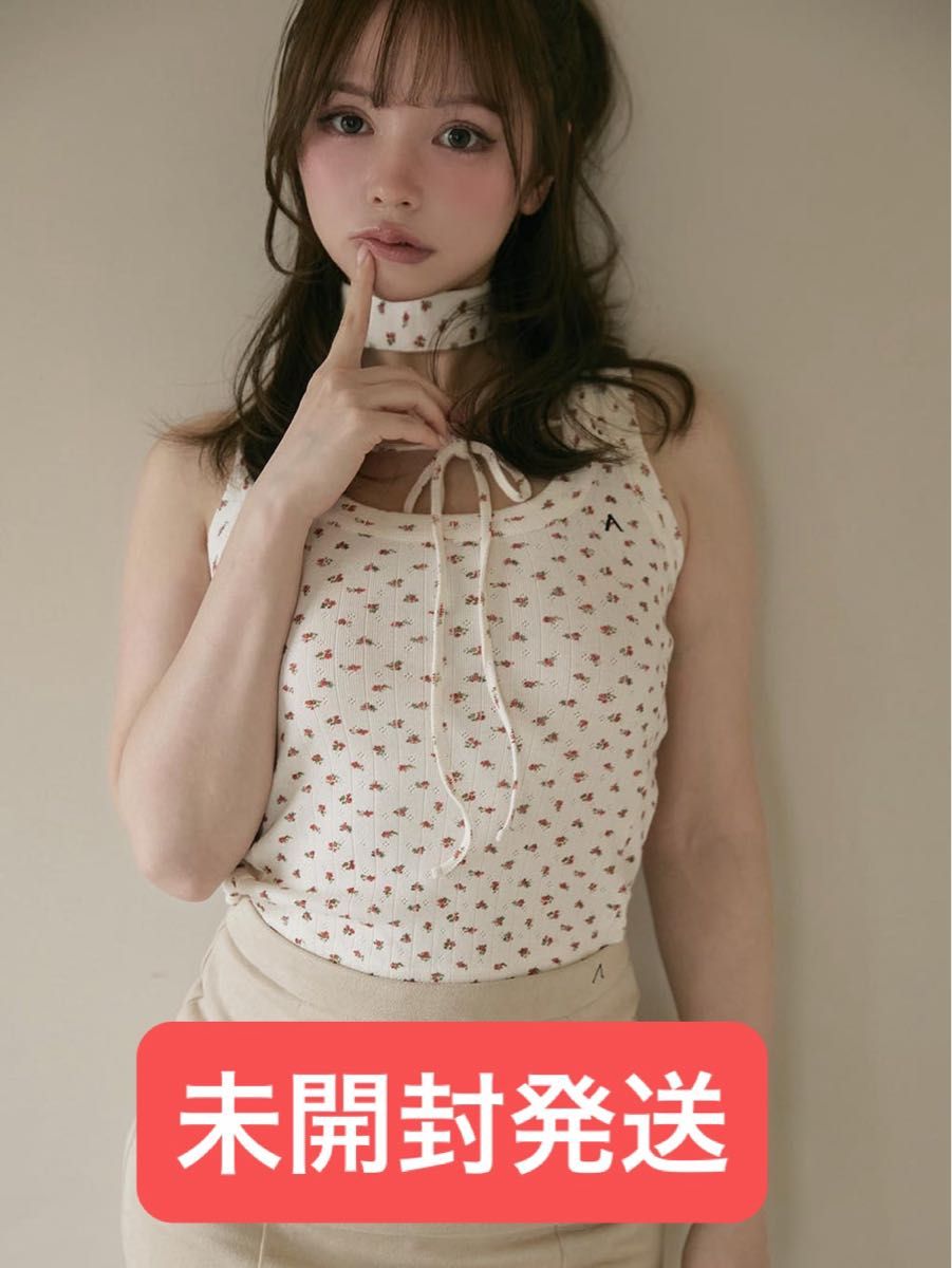andmary Flower ribbon tops red アンドマリー フラワーリポン andmary Flower ribbon tops red アンドマリー フラワーリポン