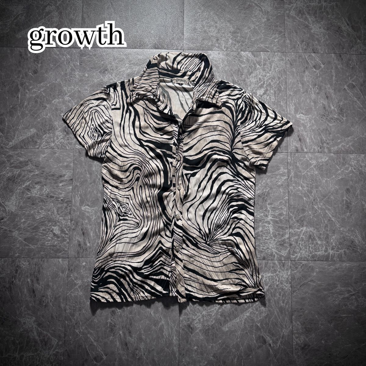 00s growth グロウス ゼブラ柄 シワ加工 半袖シャツ 平成 Y2K 00s growth グロウス ゼブラ柄 シワ加工 半袖シャツ 平成 Y2K