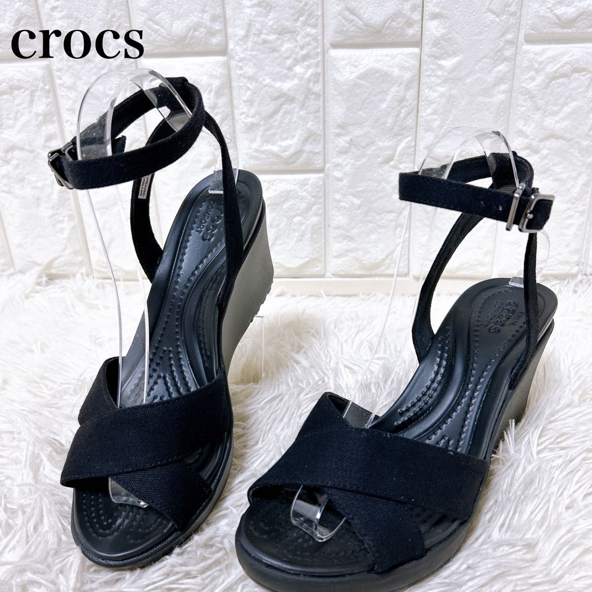 極美品 クロックス レイ2 クロスストラップ アンクルウェッジ 極美品 クロックス レイ2 クロスストラップ アンクルウェッジ