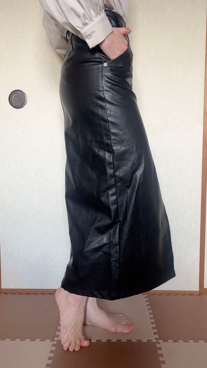 ロングスカート/タイトスカート/合皮/S/スリット/新品/未使用