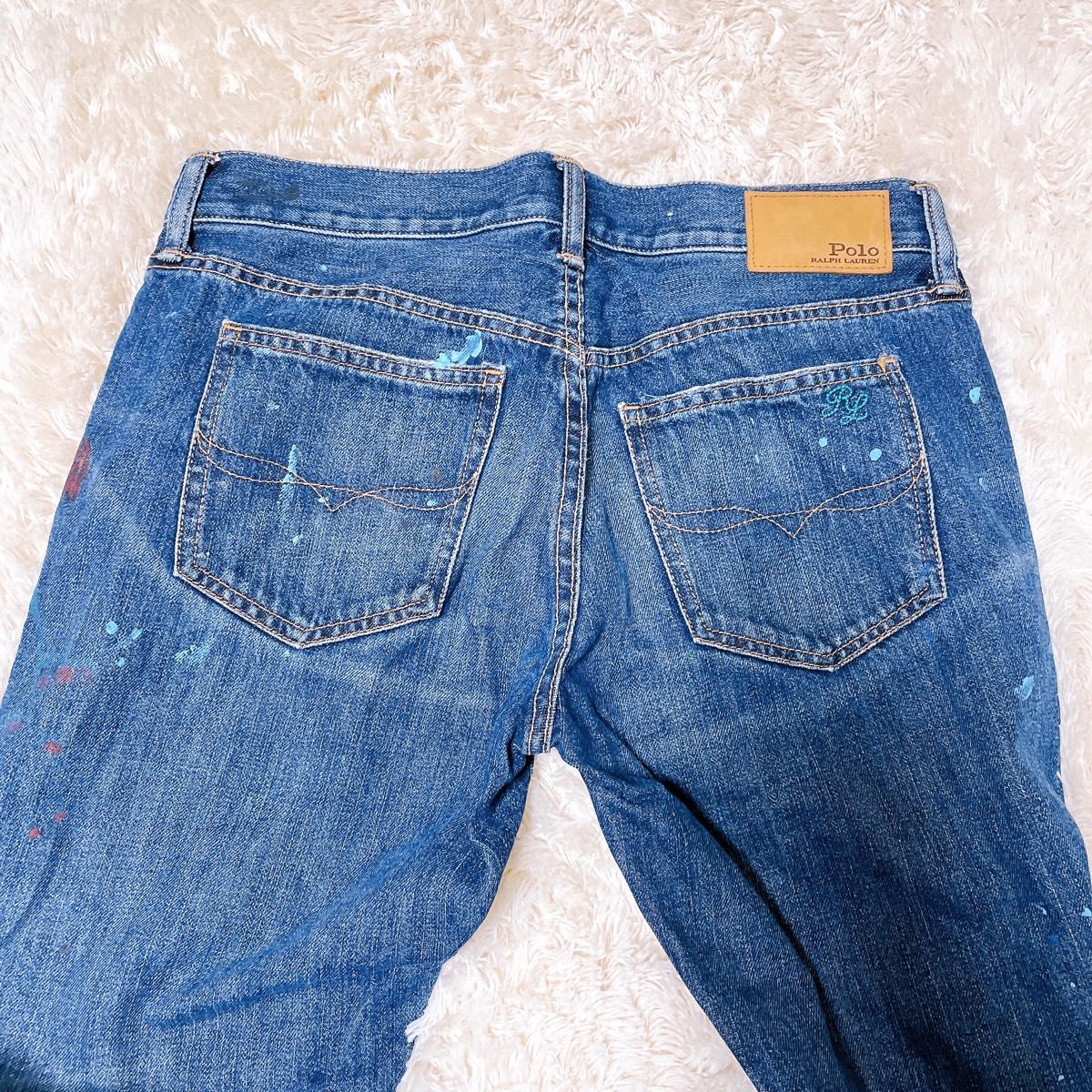 未使用級】 ポロ ラルフローレン 27 XL 希少 ダメージデニム 未使用級】 ポロ ラルフローレン 27 XL 希少 ダメージデニム