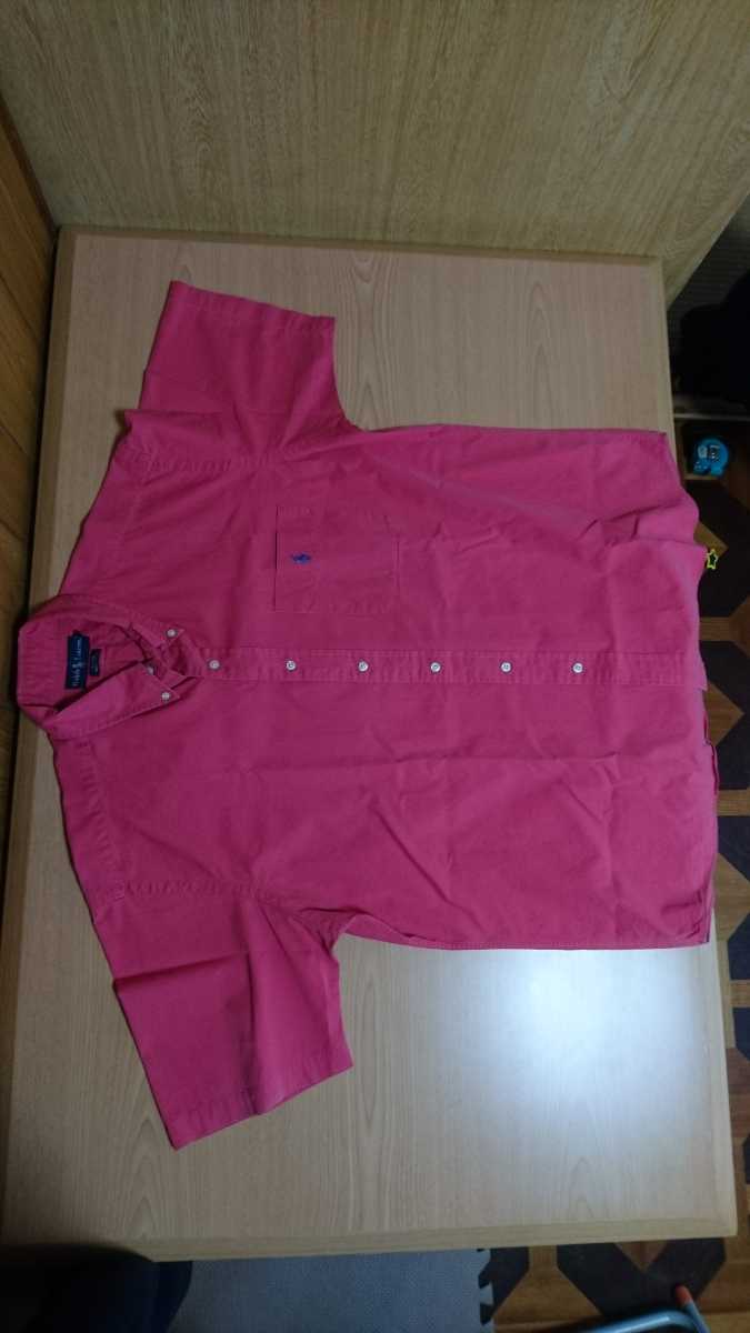 RALPH LAUREN 半袖 シャツ BLAKE コットン 100% ラルフローレン ピンク ワンポイント ロゴ 良好 BD ビッグサイズ オーバーサイズ 送料無料