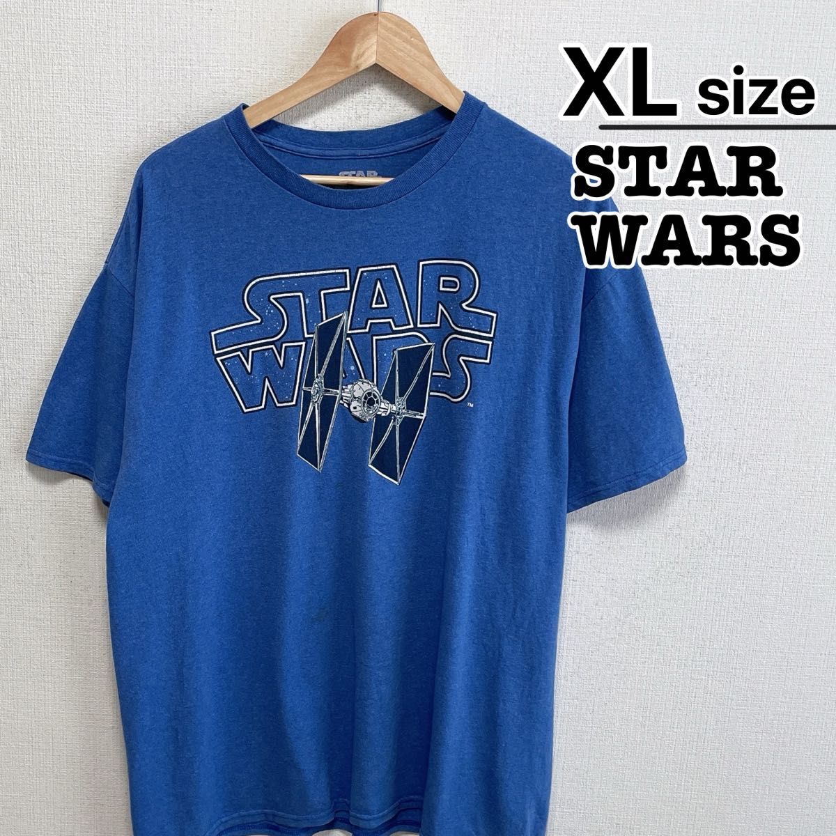 STAR WARS Tシャツ XL ブルー プリント ムービー ロゴ USA古着 STAR WARS Tシャツ XL ブルー プリント ムービー ロゴ USA古着
